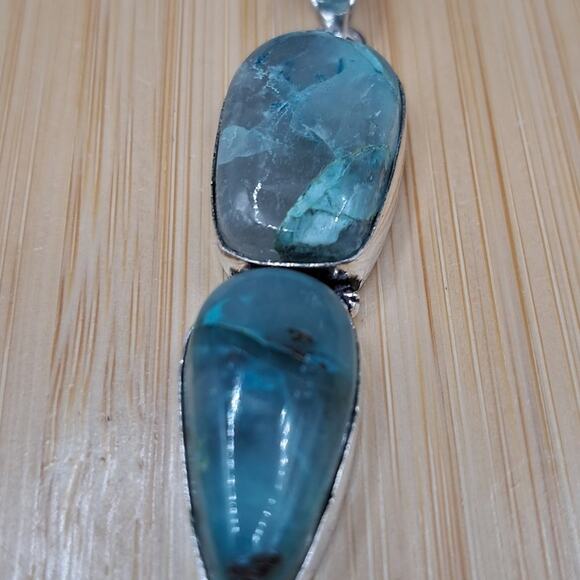 Quantum Quattro 925 Silver Plated Ethnic Long Crystal Pendant Jewelry, 2.6" - Picture 1 of 4